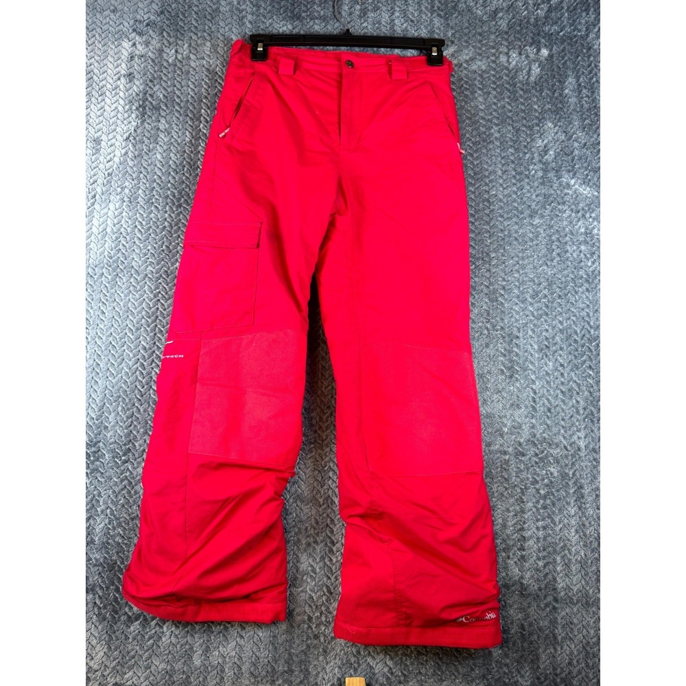 Columbia Bugaboo II Snow Ski Pants Girls L 14/16 Red Omni Tech Reinforced Knees